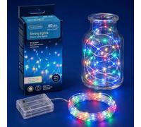 Lumineo Cadena de luces LED de 1,95 m, batería, 40 microLED, suave | Alambre de luces con temporizador, guirnalda de luces de alambre plateado, micro hebra, iluminación para decoración de mesa