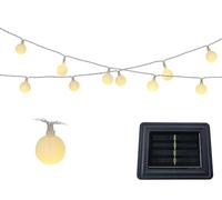 Lumineo Cadena de luces LED solares con bolas 2,9 m para jardín y balcón Blanco cálido