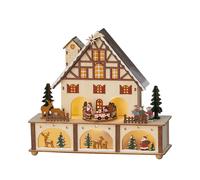 Lumineo casa de madera led con escena de papá noel, 9.6 pulgadas de a