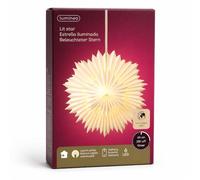 Lumineo Estrella de papel LED, 40 x 12 cm, decoración navideña para colgar | Estrella luminosa para interiores, decoración de ventanas con temporizador de 6 horas, lámpara de papel para invierno y