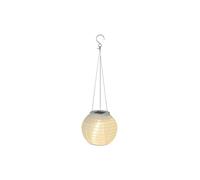 Lumineo Farolillo solar LED 15 x 10 cm de nailon blanco/blanco cálido - Lámpara solar para jardín balcón - Lámpara colgante - Lámpara solar para exterior - Decoración exterior