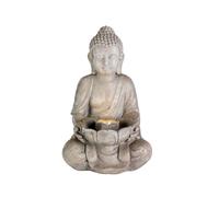Lumineo Fuente de Cerámica para Exterior Modelo Buda con Luz LED Cálida - 28 x 29.5 x 45 cm