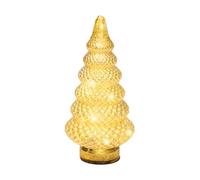 Lumineo Micro LED - Árbol de cristal (25,5 cm, con temporizador, luz blanca | Decoración navideña con pilas - Árbol decorativo luminoso de cristal - Decoración de mesa para Adviento e invierno