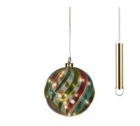 Lumineo Micro LED - Bola de cristal (14 cm, temporizador, ondas de colores | Bola luminosa con pilas, decoración navideña para colgar, bola decorativa con luz