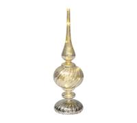 Lumineo Micro LED - Punta decorativa (cristal, 30 cm), color plateado | Decoración luminosa con pilas - Figura festiva de cristal para Adviento, Navidad e invierno