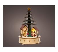 Lumineo pueblo de madera led con escena de árbol, 25 cm de altura, mu