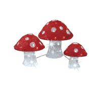Lumineo Set de 3 Figuras de Champiñones Acrílicos con Luz Fría para Exterior