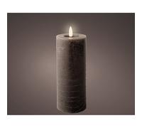 Lumineo vela de cera led gris, superficie rústica, ø7 x 19 cm