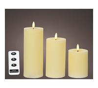 Lumineo velas led con temporizador, 11 ? 19 cm, cera ? juego de 3