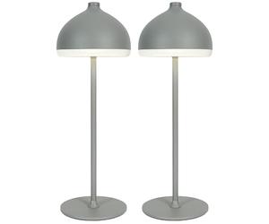 LuminexDesigns 2 Lámparas de Mesa Recargables Inalámbricas VIOA TL13 | Lámpara de mesa sin cable, 5200mAh, IP54, 3 temperaturas - para mesita de noche, salón, comedor, restaurante y terraza, Gris
