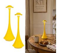 LuminexDesigns 2 Lámparas de Mesa Recargables Modernas, AVEL TL15 | Lámpara de Mesa Inalámbrica, 5200mAh, USB-C, Regulable, 3000K-6000K, IP54 para Exterior, Terraza y Restaurante, Amarillo