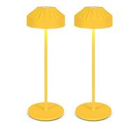 LuminexDesigns Lámpara de Mesa LED Recargable Pack de 2 TL16 VIOA | Compacta 25cm sin cable para estanterías, mesas, restaurantes, terrazas y estilo mediterráneo, IP54, 2600 mAh ,Amarilla