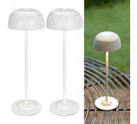 LuminexDesigns Lámparas De Mesa Táctiles Set De 2, Lámpara Inalámbrica Regulable Para Salón, Batería Recargable 5200 mAh, 3 Modos De Color, Luz Ambiental IP54 Para Dormitorio Y Hogar, Blanca