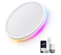 LuminexDesigns Plafón LED Inteligente 24W Regulable con Mando y Control WiFi - Lámpara de Techo Ultrafina con Luz de Fondo RGB, Compatible con Alexa y Google Home, para Salón y Dormitorio