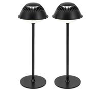 LuminexDesigns Set de 2 Lámparas de Mesita de Noche LED Inalámbricas - Recargables, Táctiles y Regulables, Diseño Industrial Vintage en Metal Negro Mate, para Dormitorio, Sala, Oficina y Bar