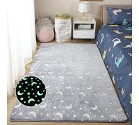 Luminiscente Alfombra Infantil Luna Universo Estrella Dinosaurio Luminosa Alfombra de Juego Para Gatear Para Bebés Sala de Estar Dormitorio Decorativa Jardín de Infancia (Gris 2,50×80 cm)