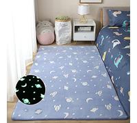 Luminiscente Alfombra Infantil Luna Universo Estrella Dinosaurio Luminosa Alfombra de Juego Para Gatear Para Bebés Sala de Estar Dormitorio Decorativa Jardín de Infancia (Azul,100×200 cm)