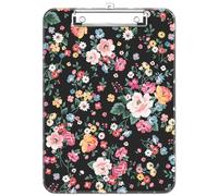 Luminzo - Portapapeles de plástico con clip de metal de perfil bajo, tamaño A4, 9 x 12.5 pulgadas, 8.5 x 11, para profesores, enfermeras, aula, diseño vintage con flores