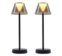 Lumisky BEVERLY BLACK - Juego de 2 lámparas de mesa (34 cm), color blanco cálido