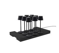 Lumisky EMILY BLACK - Juego de 9 lámparas de mesa inalámbricas LED blancas cálidas regulable (25 cm, con bandeja de carga)