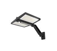 Lumisky - Foco solar (2 cabezas), color negro, iluminación potente, LED, color blanco, 37 cm, con sensor de movimiento orientable