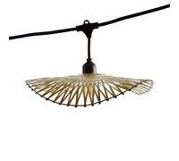 Lumisky Guirnalda de luces conectables para exteriores con pantalla de bambú natural, estilo bohemio, 7 bombillas de filamento, casquillo E27, LED blanco cálido, 6 m