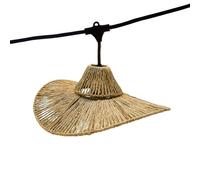 Lumisky Guirnalda de luces conectables para exteriores con pantalla de cuerda natural, estilo bohemio, 7 bombillas de filamento E27 LED, color blanco cálido WAVY LIGHT 6 m