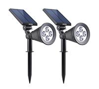 Lumisky Juego de 2 focos solares 2 en 1 para pegar o fijar una potente luz LED blanca regulable SPIKY H42cm