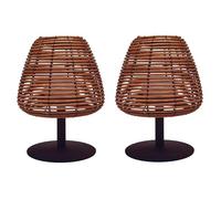 Lumisky - Juego de 2 lámparas de mesa inalámbricas (ratán natural, 2 unidades, 2 unidades, luz blanca cálida/blanca regulable, 2 unidades, 2 unidades, 2 unidades)
