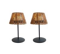 Lumisky Juego de 2 lámparas de mesa LED inalámbricas blancas regulables TWINS RAFFY H24,5 cm
