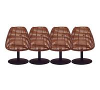 Lumisky - Juego de 4 lámparas de mesa inalámbricas (ratán natural, LED, 4 unidades, 4 unidades, color blanco cálido), color blanco