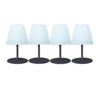 Lumisky - Juego de 4 lámparas de mesa LED (2 unidades, 16 cm), color gris y blanco regulable