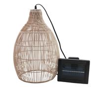 Lumisky Lámpara colgante solar HOLIDAY, bohemia y natural, con estilo de cestería trenzado con LED blanco cálido, altura de 42 cm