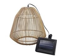 Lumisky Lámpara colgante solar MAYA, bohemia y natural, con estilo de cestería trenzado con LED blanco cálido, altura de 39 cm