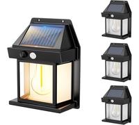 Lumisky Lote de 4 apliques de pared solares LED blanco cálido, 4 bombillas Sunflare H17 cm