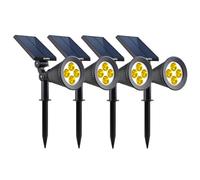 Lumisky - Lote de 4 focos solares para pinchar o fijar (2 en 1, luz regulable, LED, blanco, H42 cm)