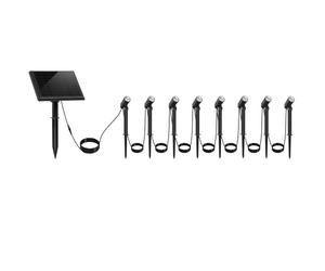 Lumisky Lote de 8 focos solares LED blanco cálido con panel solar remoto MINI ROUNDY - para pincharse en el suelo o para fijarlo a la pared