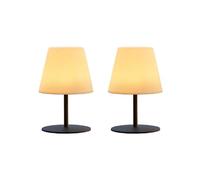 LUMISKY Pack de 2 lámparas de Mesa inalámbricas Twins, pie de Acero Gris, LED Blanco cálido/Blanco Regulable, Altura de 16 cm