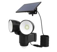 Lumisky - Proyector solar con dos cabezales orientables, iluminación potente panel solar deportado LED blanco WALEE BLACK con sensor de movimiento H15,4 cm
