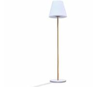 Lumisky STANDY WOOD SOLAR - Lámpara de pie solar y recargable LED blanco cálido regulable - 150 cm