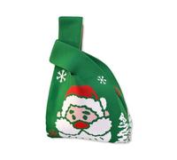 LumiSyne Bolso De Muñeca Con Nudo Pequeño Bolsos De Mano De Ganchillo Patrón Con Temática Navideña Bolsa De Regalo Navideñas Portátil Bolsos De Punto Bolso De Nudo De Manga Bolso De Compras