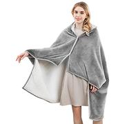 LumiSyne Manta de forro polar para mujer, clásica, de color sólido, cómoda, con botones, exterior de franela, chal de sherpa, capa envolvente, suave, acogedora, poncho de forro polar para casa