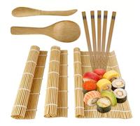 LUMITERRA Kit para Hacer Sushi de 10 Piezas, Reutilizable, Incluye 3 Tapetes para Rodar, 5 Palillos, 1 Cuchillo para Sushi y 1 Esparcidor de Arroz, Set Profesional DIY para Principiantes