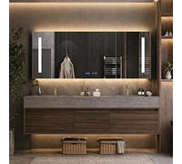 LumoHaus Mueble de Baño con Lavabo, Mueble Bajo Lavabo, Armario de Baño con Espejo, Muebles de Baño Modernos, Mueble de Baño Colgar, Lavabo con Mueble para Baño