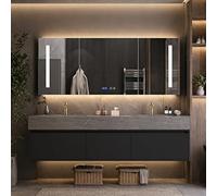 LumoHaus Mueble de Baño con Lavabo, Mueble Bajo Lavabo, Armario de Baño con Espejo, Muebles de Baño Modernos, Mueble de Baño Colgar, Lavabo con Mueble para Baño