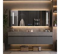 LumoHaus Mueble de Baño con Lavabo, Mueble Bajo Lavabo, Armario de Baño con Espejo, Muebles de Baño Modernos, Mueble de Baño Colgar, Lavabo con Mueble para Baño