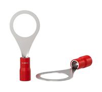 Lumonic 25x Terminal de cable de anillo 0,5-1,5mm² Parcialmente aislado | M10 | Cobre estañado | Conexión segura del cable sin soldaduras | Juego, terminal de cable crimpado, conector crimpado, ojal |