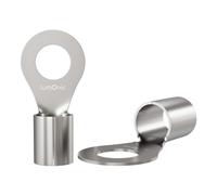 Lumonic 25x Terminal de cable de anillo 6,0-10,0mm² en blanco | M6 | Cobre estañado | Conexión segura del cable sin soldaduras | Terminal de cable sin aislamiento | Vehículo de motor, ingeniería mecán