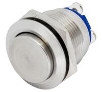 Lumonic pulsador de acero inoxidable pulsador curvo de 16mm de diámetro I Dimensiones: terminal de tornillo 250V 3A I Antivandálico según norma IP65