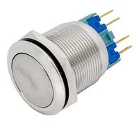 Lumonic pulsador de acero inoxidable pulsador plano de 22mm de diámetro I Dimensiones: 2,8x0,5mm Pin es 250V 3A I Antivandálico según norma IP65